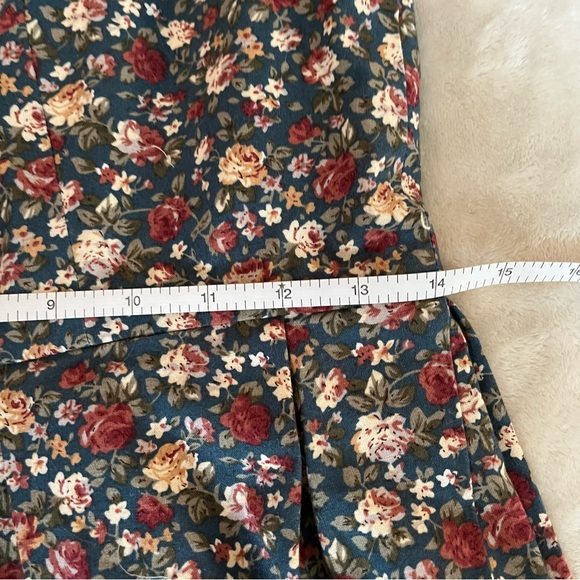 Handmade - Teacup flower Teal and Cream Pleated Mini Dress - Picture 4 of 8